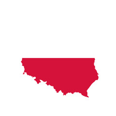 Fototapeta premium Map of POLAND with Flag on Body Isolated on Transparent Background