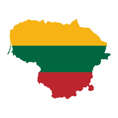 Obraz premium Map of LITHUANIA with Flag on Body Isolated on Transparent Background