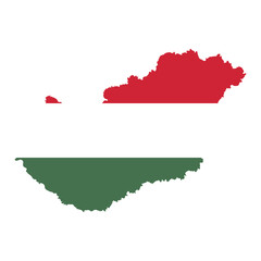 Map of HUNGARY with Flag on Body Isolated on Transparent Background