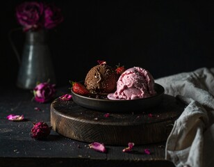 Strawberry & Chocolate Ice Cream &mdash; Rose Table Valentine Mood