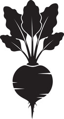 Silhouette of a beetroot with green leaves healthy vegetable illustration
