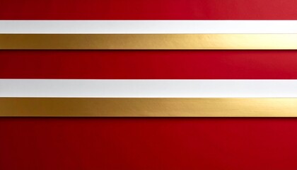 Luxurious red white and gleaming gold horizontal striped pattern background festive Christmas holiday celebration premium design banner