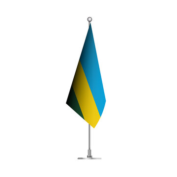 Standing Wavy Flag of RWANDA Isolated on Transparent Background