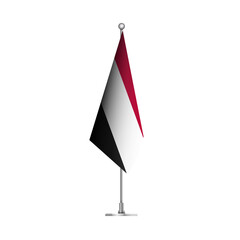 Standing Wavy Flag of YEMEN Isolated on Transparent Background