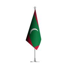 Standing Wavy Flag of MALDIVES Isolated on Transparent Background
