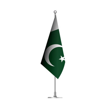 Standing Wavy Flag of PAKISTAN Isolated on Transparent Background