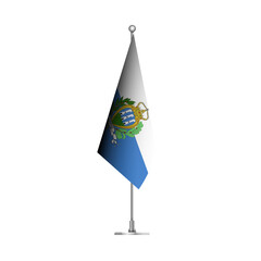 Standing Wavy Flag of SAN MARINO Isolated on Transparent Background