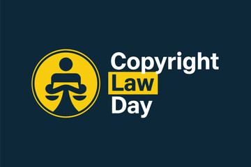 Copyright Law Day Awareness Concept with Scales of Justice Icon for Intellectual Property Legal Services and Education