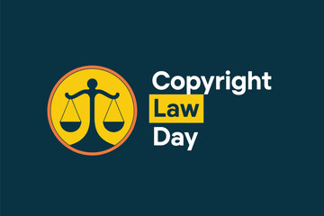 Copyright Law Day Awareness Concept with Scales of Justice Icon for Intellectual Property Legal Services and Education