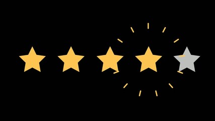 Animated 5 Star Rating Loading from Left to Right - Flat Design - Powered by Adobe