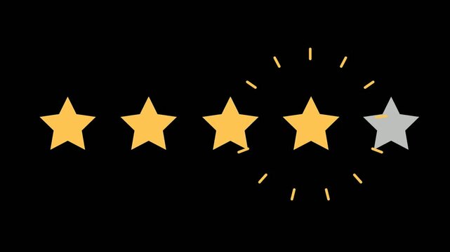 Animated 5 Star Rating Loading from Left to Right - Flat Design