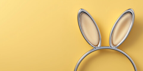 Stethoscope molded into bunny ears symbolizing medical care and celebration, placed on a yellow background with copy space