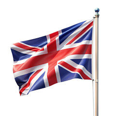 United Kingdom Union Jack flag waving on flagpole