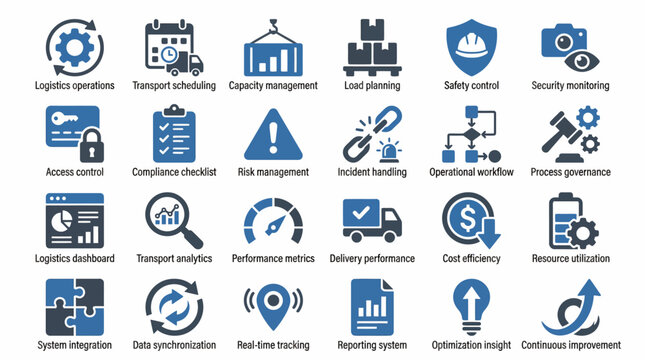 Logistics and Supply Chain Management Icons Set 4. EPS Editable