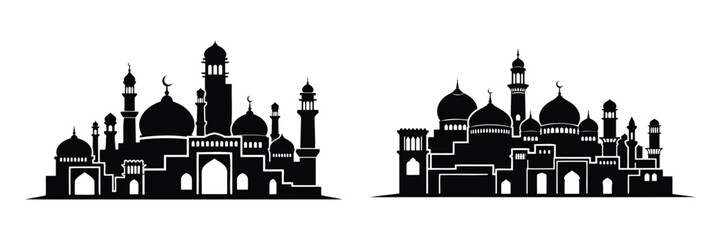 Arabian city vector silhouette illustration design