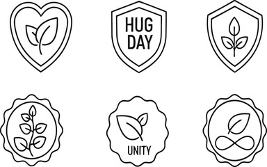 Set of ecofriendly emblems with leaves and words 