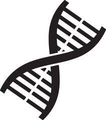 Black and white DNA double helix structure isolated design element