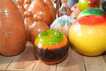 Colorful Hand-Painted Pottery and Earthenware Display