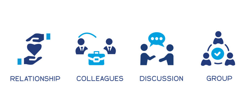 Networking icon set. Containing network, connections, relationship, online networking, community, events and social network icons. Solid icon collection. Vector illustration.