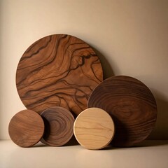 Abstract pattern of wooden circles forming a natural textured background. Ideal for creative design, branding, posters, and modern visual layouts.