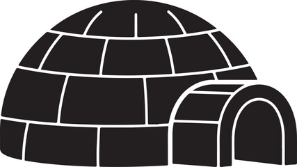 Black and White Igloo Silhouette Illustration for Winter Theme