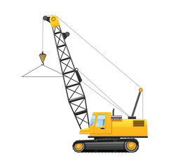 Yellow crawler crane with black lattice boom and hook © Ataullah Akram