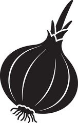 Black and white onion illustration isolated on transparent background