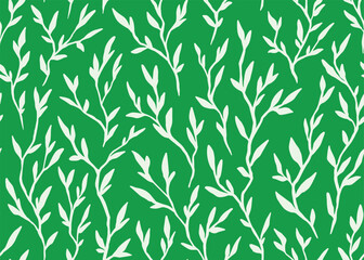 Abstract leaves branch seamless pattern. Vector illustration flat design background. 