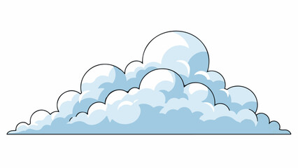 Stylized light blue and white cartoon cloud formation with a thick black outline, isolated on white