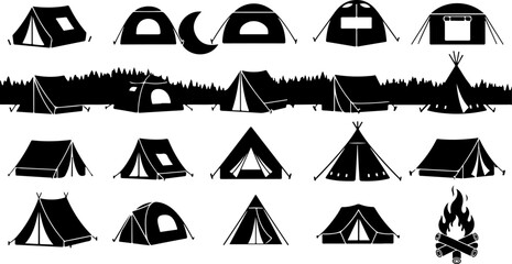 Mountain Peaks Silhouette Vector Set Collection
