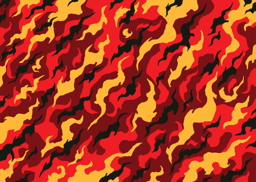 Abstract flame camouflage pattern background. Vector illustration art backdrop