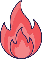 Fototapeta premium Stylized illustration of a red flame with dark outlines and varying shades of pink