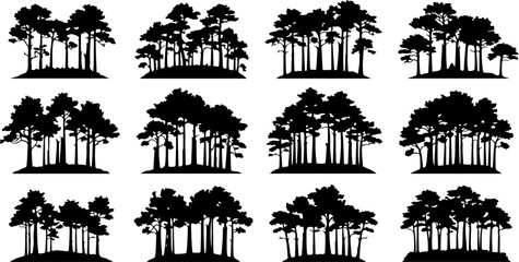 Forest Tree Silhouette Collection Vector Set