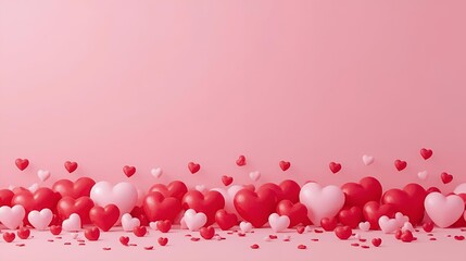 Clean Valentine&rsquo;s Day design featuring hearts at the bottom and copy space above.
