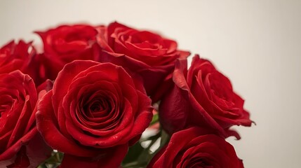 Romantic rose bouquet image with soft neutral backdrop.