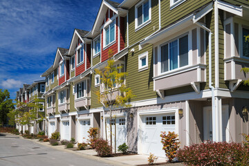 Modern apartment buildings in Richmond, British Columbia, Canada.