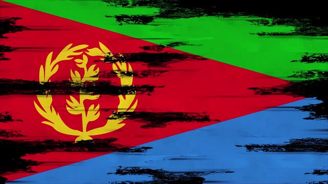 Appearing Flag of ERITREA with Grunge Glitched Effects for ERITREA National Identity