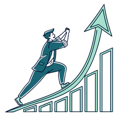 Financial Progress Growth Arrow Icon Pointing Upwards, Corporate Success and Market Increase Flat Vector
