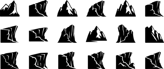 Mountain Peaks Silhouette Vector Set Collection