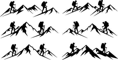Mountain Peaks Silhouette Vector Set Collection