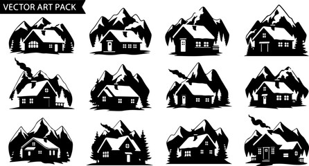 Mountain Peaks Silhouette Vector Set Collection