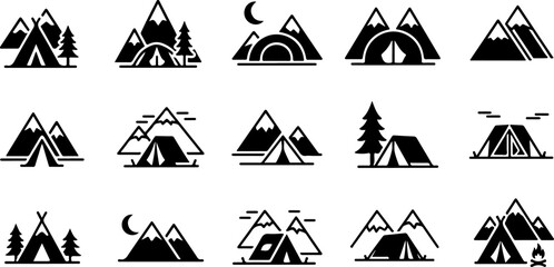 Mountain Peaks Silhouette Vector Set Collection