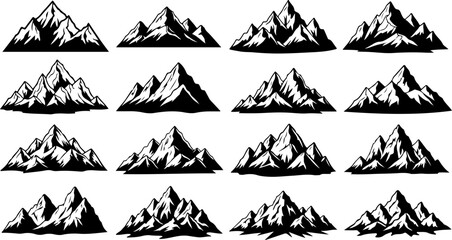 Mountain Peaks Silhouette Vector Set Collection