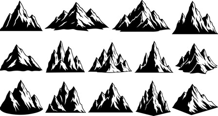 Mountain Peaks Silhouette Vector Set Collection