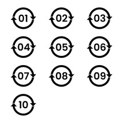 Set of vector icons showing recycling with numbers for web and information design