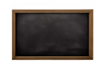 Empty chalkboard with wooden frame and blackboard texture, offering copy space for adding custom text or drawings. Transparent background