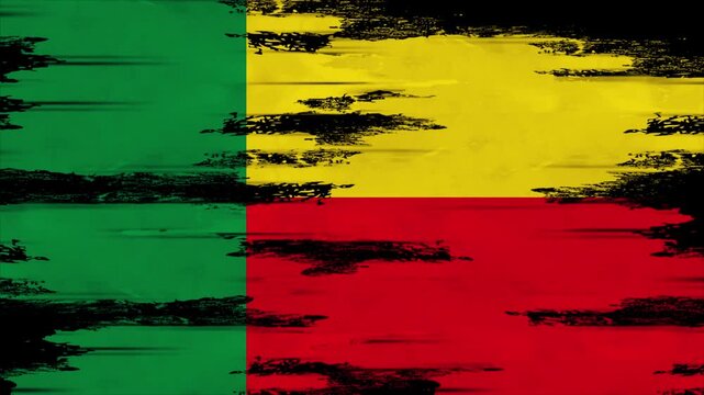 Appearing Flag of BENIN with Grunge Glitched Effects for BENIN National Identity