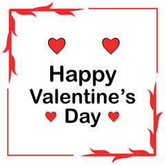 Happy Valentine's Day Heart Graphic with Decorative Border and Text