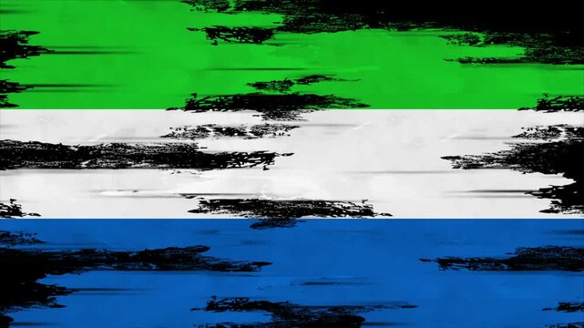 Appearing Flag of SIERRA LEONE with Grunge Glitched Effects for SIERRA LEONE National Identity