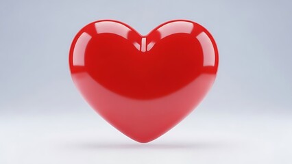 Glossy 3D Red Heart Illustration for Love and Valentine's Day, Vibrant Romantic Symbol Concept on Neutral Background